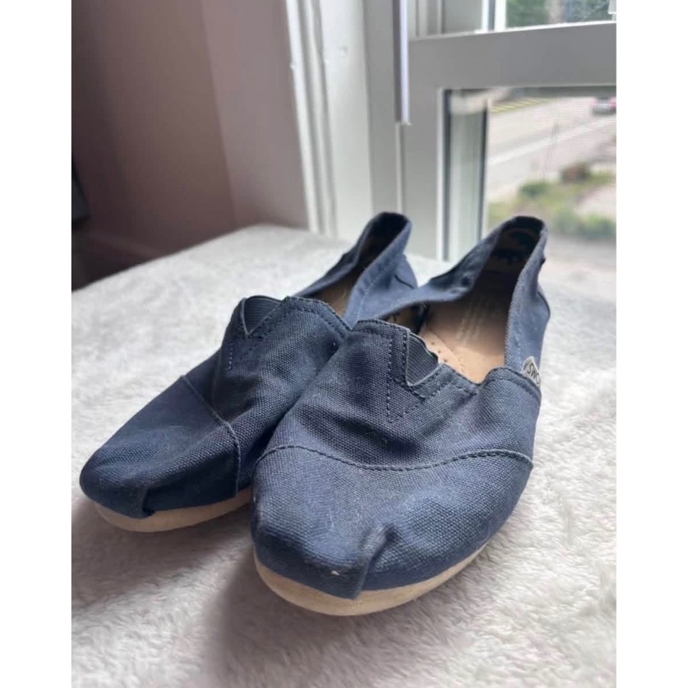 TOMS Alpargata Slip On Flats Womens 7 Navy Blue Canvas Casual Shoes